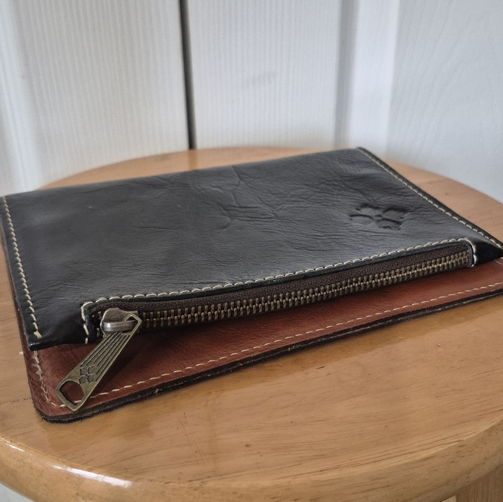 Patricia Nash Leather Folded Clutch Wallet Black And Brown - Picture 9 of 12